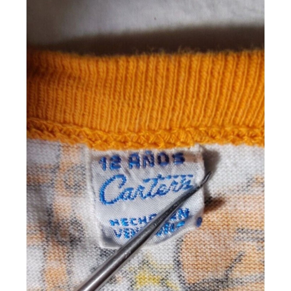 Vtg Carter's Orange Smurfs Comic Cartoon Pajama Shirt Top 12‎ Anos Years Spanish - Picture 2 of 5